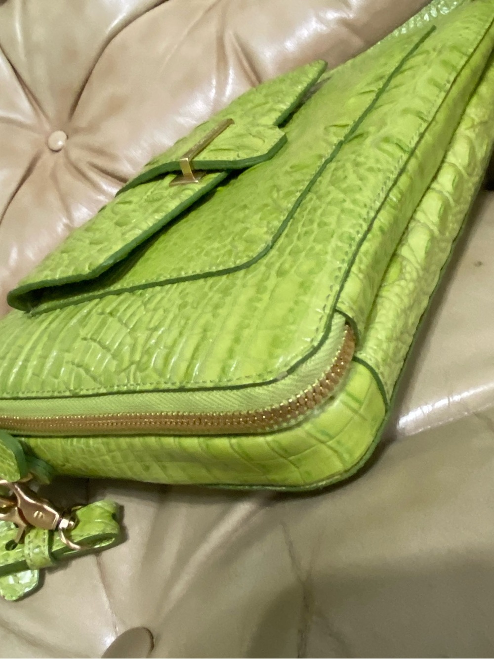 LKNW Brahmin iPad/Tablet Bag Built-in Wallet Organizer Crossbody Lime Melbourne - Picture 13 of 16